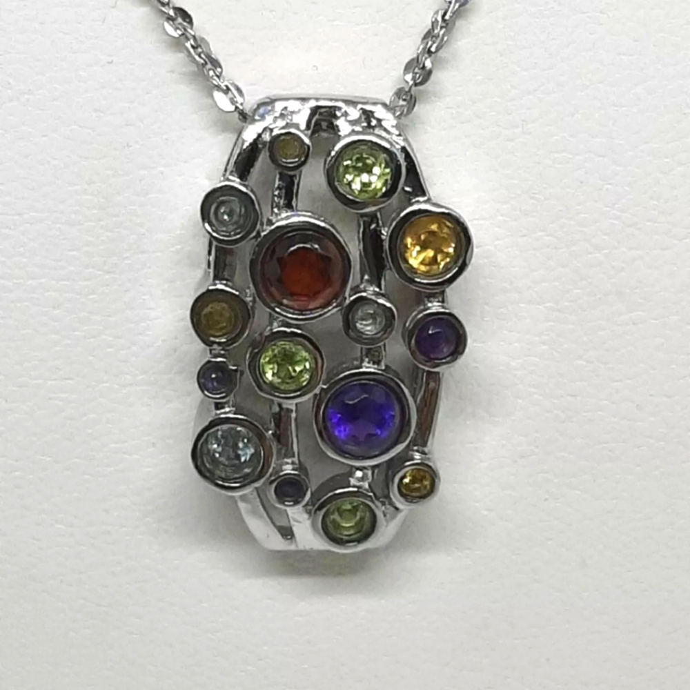 Multigemstone Pendant with Chain